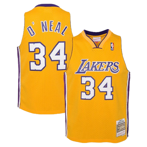 Youth Fit Shaquille O'Neal Los Angeles Lakers Mitchell & Ness '99/00 Hardwood Classic Jersey - Gold