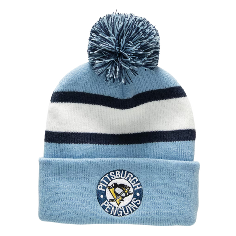Pittsburgh Penguins Mitchell & Ness Toque With Pom - Sky Blue