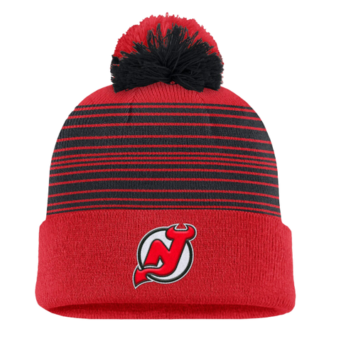 New Jersey Devils Fanatics Spirit Cuffed Knit Toque with Pom - Red