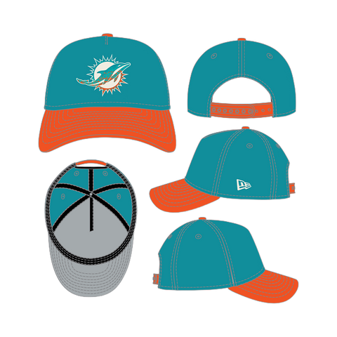 Miami Dolphins Gradient A-Frame 9FORTY Adjustable - Aqua/Orange