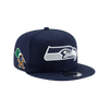 Seattle Seahawks Super Bowl LX Champions Sasquatch Side-Patch 9FIFTY Flat Brim Snapback - Navy