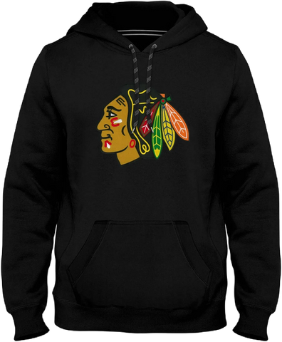 Chicago Blackhawks Twill Logo Hoodie - Black