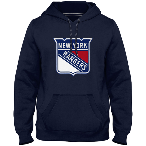 New York Rangers Twill Logo Hoodie - Navy