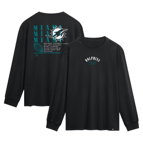 Miami Dolphins Fanatics Fullback Drive Long Sleeve Fashion Top - Black