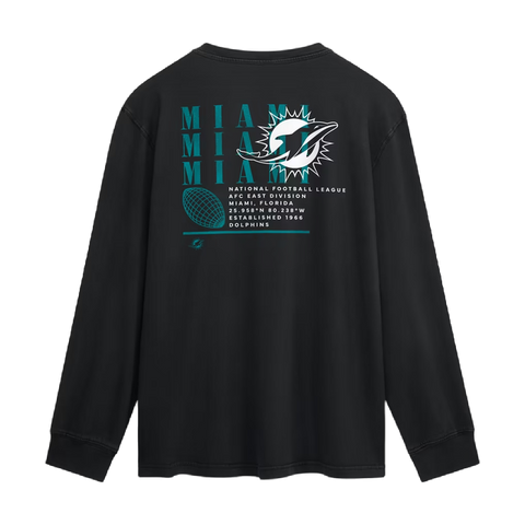 Miami Dolphins Fanatics Fullback Drive Long Sleeve Fashion Top - Black