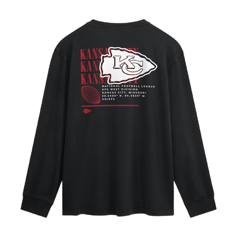 Kansas City Chiefs Fanatics Fullback Drive Long Sleeve Fashion Top - Black