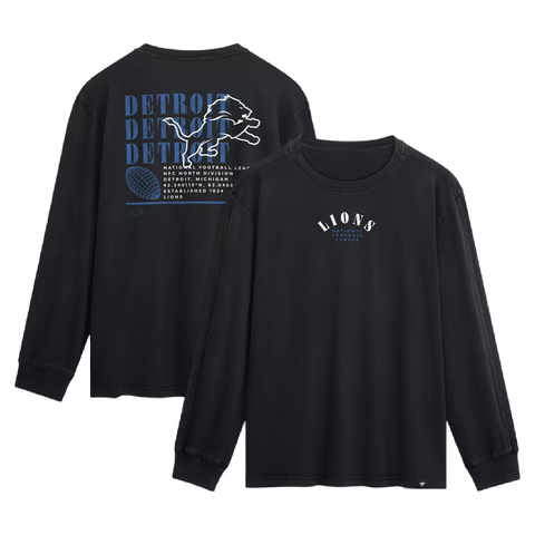 Detroit Lions Fanatics Fullback Drive Long Sleeve Fashion Top - Black