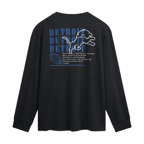 Detroit Lions Fanatics Fullback Drive Long Sleeve Fashion Top - Black