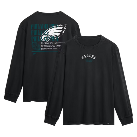 Philadelphia Eagles Fanatics Fullback Drive Long Sleeve Fashion Top - Black