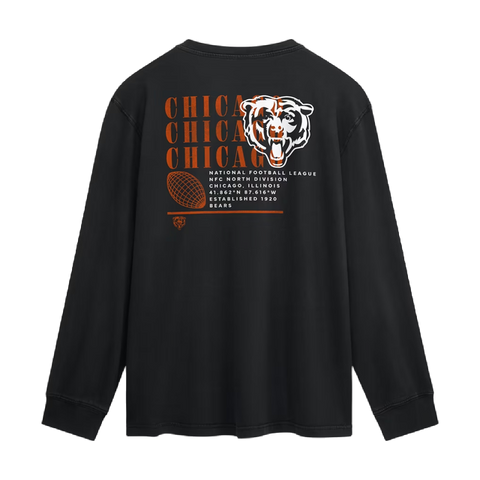 Chicago Bears Fanatics Fullback Drive Long Sleeve Fashion Top - Black