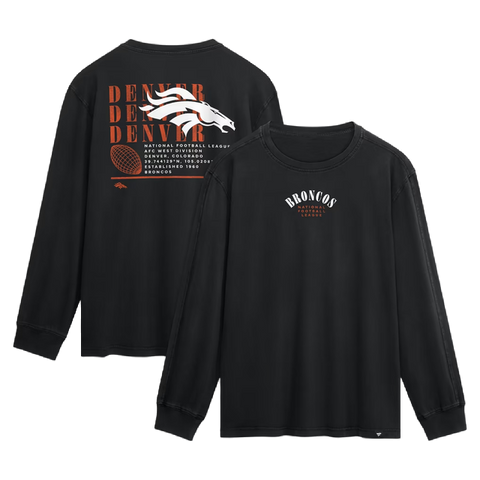 Denver Broncos Fanatics Fullback Drive Long Sleeve Fashion Top - Black