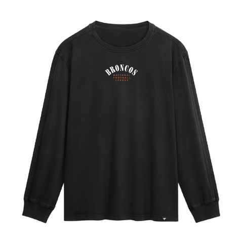 Denver Broncos Fanatics Fullback Drive Long Sleeve Fashion Top - Black