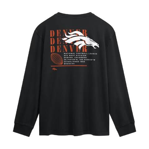 Denver Broncos Fanatics Fullback Drive Long Sleeve Fashion Top - Black