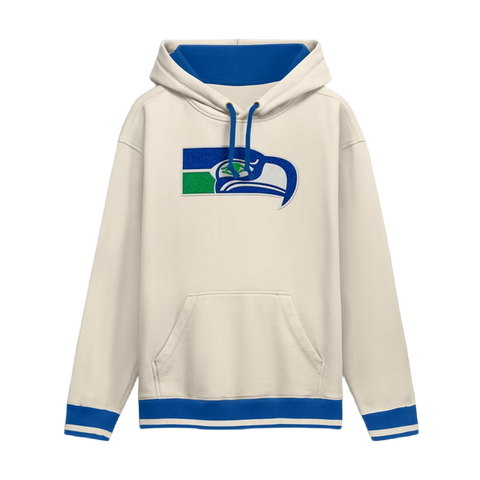 Seattle Seahawks Vintage Logo Fanatics Thick Fleece Hoodie - Cream