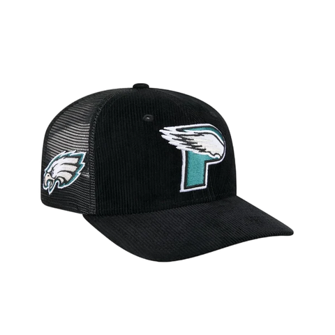 Philadelphia Eagles New Era 9SEVENTY Stretch-Snap Deceptor Letter Logo Trucker Hat- Midnight Green