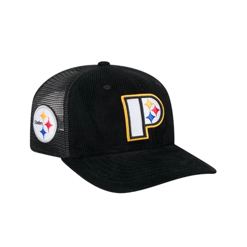Pittsburgh Steelers New Era 9SEVENTY Stretch-Snap Deceptor Letter Logo Trucker Hat- Black