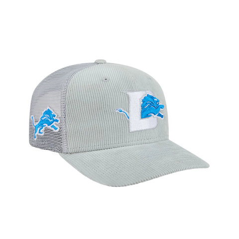 Detroit Lions New Era 9SEVENTY Stretch-Snap Deceptor Letter Logo Trucker Hat- Gray