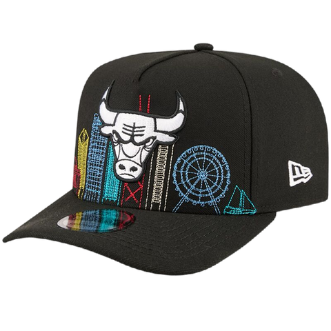 Chicago Bulls Skyline New Era 9FIFTY A-Frame Snapback Hat - Black