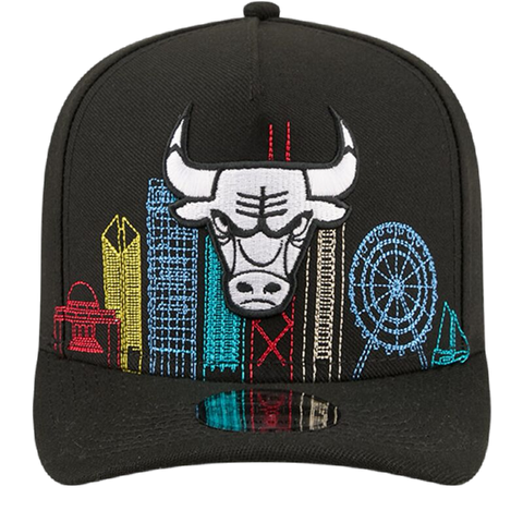 Chicago Bulls Skyline New Era 9FIFTY A-Frame Snapback Hat - Black