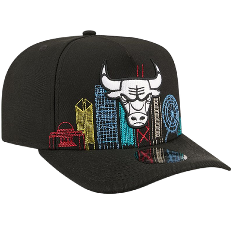 Chicago Bulls Skyline New Era 9FIFTY A-Frame Snapback Hat - Black