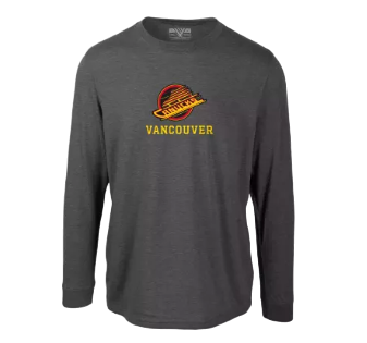 Vancouver Canucks Skate Logo Long Sleeve Levelwear Hometown Tee - Gray