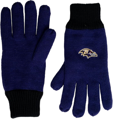 Baltimore Ravens Polyester Double Lined Winter Gloves One Size Fits Most - Purple