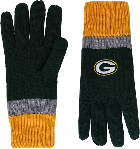 Green Bay Packers Polyester Double Lined Winter Gloves One Size Fits Most - Green