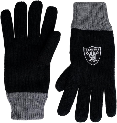 Las Vegas Raiders Polyester Double Lined Winter Gloves One Size Fits Most - Black
