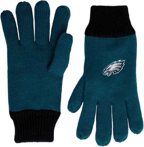 Philadelphia Eagles Polyester Double Lined Winter Gloves One Size Fits Most - Midnight Green