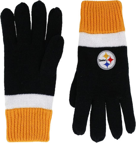 Pittsburgh Steelers Polyester Double Lined Winter Gloves One Size Fits Most - Black