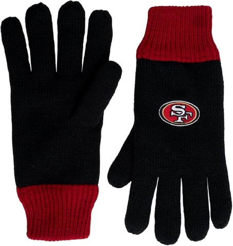 San Francisco 49ers Polyester Double Lined Winter Gloves One Size Fits Most - Black