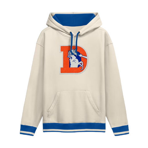 Denver Broncos Vintage Logo Fanatics Thick Fleece Hoodie - Cream
