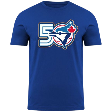 Toronto Blue Jays 50th Anniversary Bulletin T-Shirt - Blue