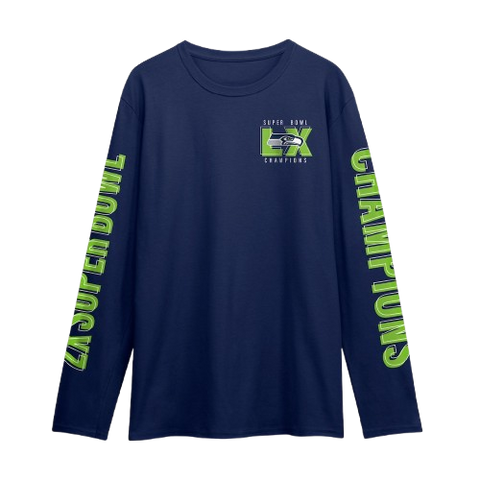 Men's Fanatics College Navy Seattle Seahawks Super Bowl LX Champions Long Sleeve T-Shirt - Navy