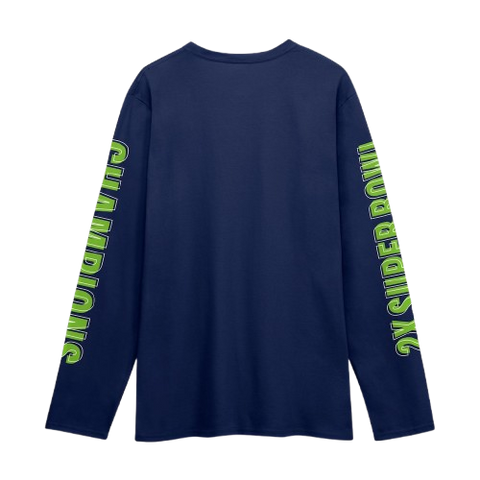 Men's Fanatics College Navy Seattle Seahawks Super Bowl LX Champions Long Sleeve T-Shirt - Navy
