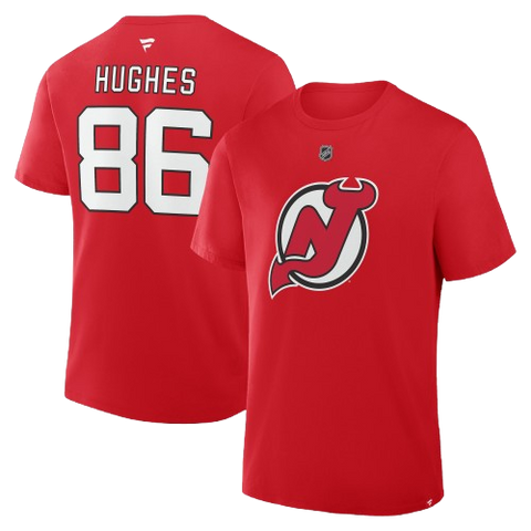New Jersey Devils Jack Hughes #86 Player Tee - Red