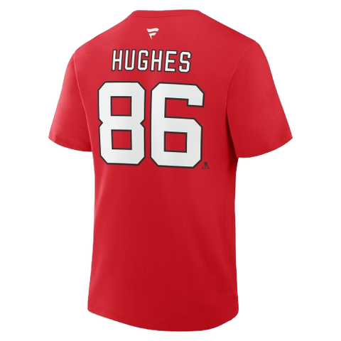 New Jersey Devils Jack Hughes #86 Player Tee - Red