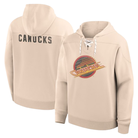 Vancouver Canucks Vintage Lace Hoodie Skate Logo - Cream