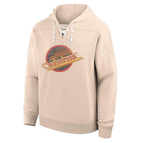Vancouver Canucks Vintage Lace Hoodie Skate Logo - Cream