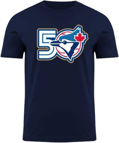 Toronto Blue Jays 50th Anniversary Bulletin T-Shirt - Navy