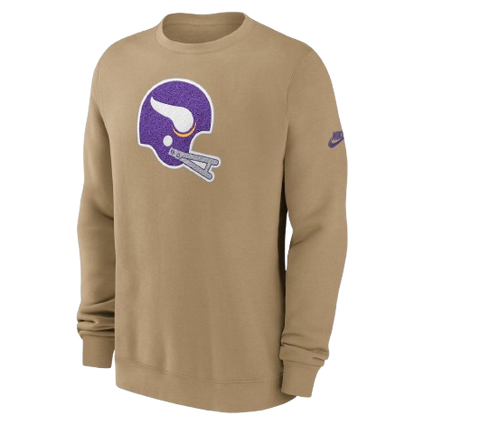 Minnesota Vikings Vintage Logo Nike Pullover Sweatshirt - Tan
