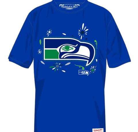 Seattle Seahawks Retro Logo Day of the Dead tee - Blue