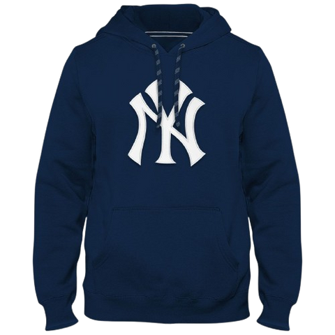 New York Yankees Twill Logo Hoodie - Navy